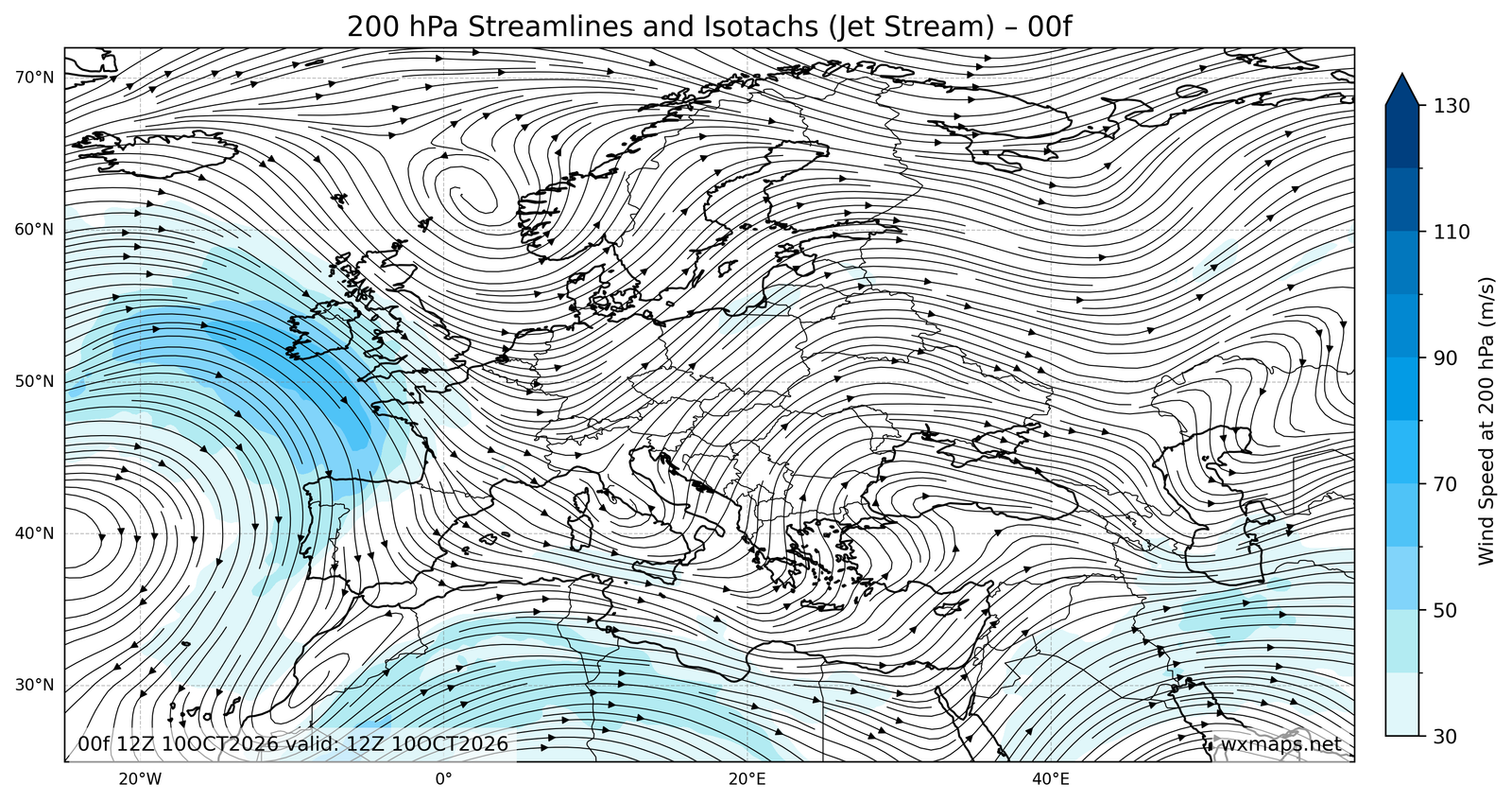 Euro 200mb Streamlines Isotachs 00