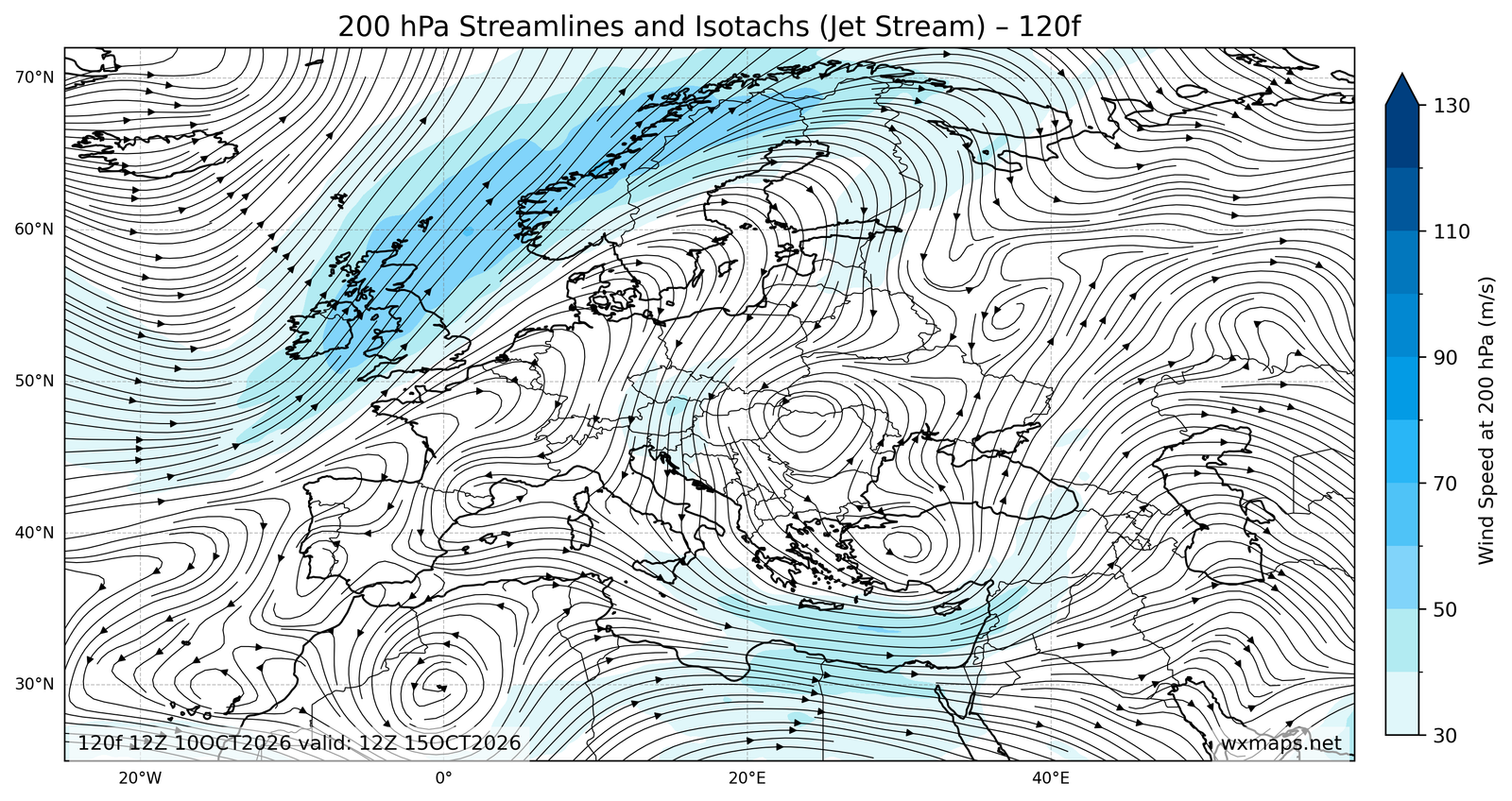 Euro 200mb Streamlines Isotachs 00f