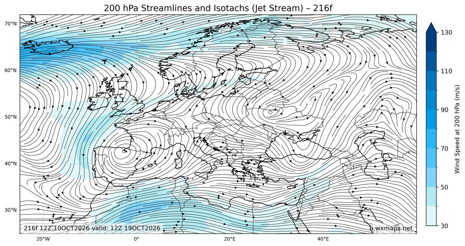 Euro 200mb Streamlines Isotachs 48f