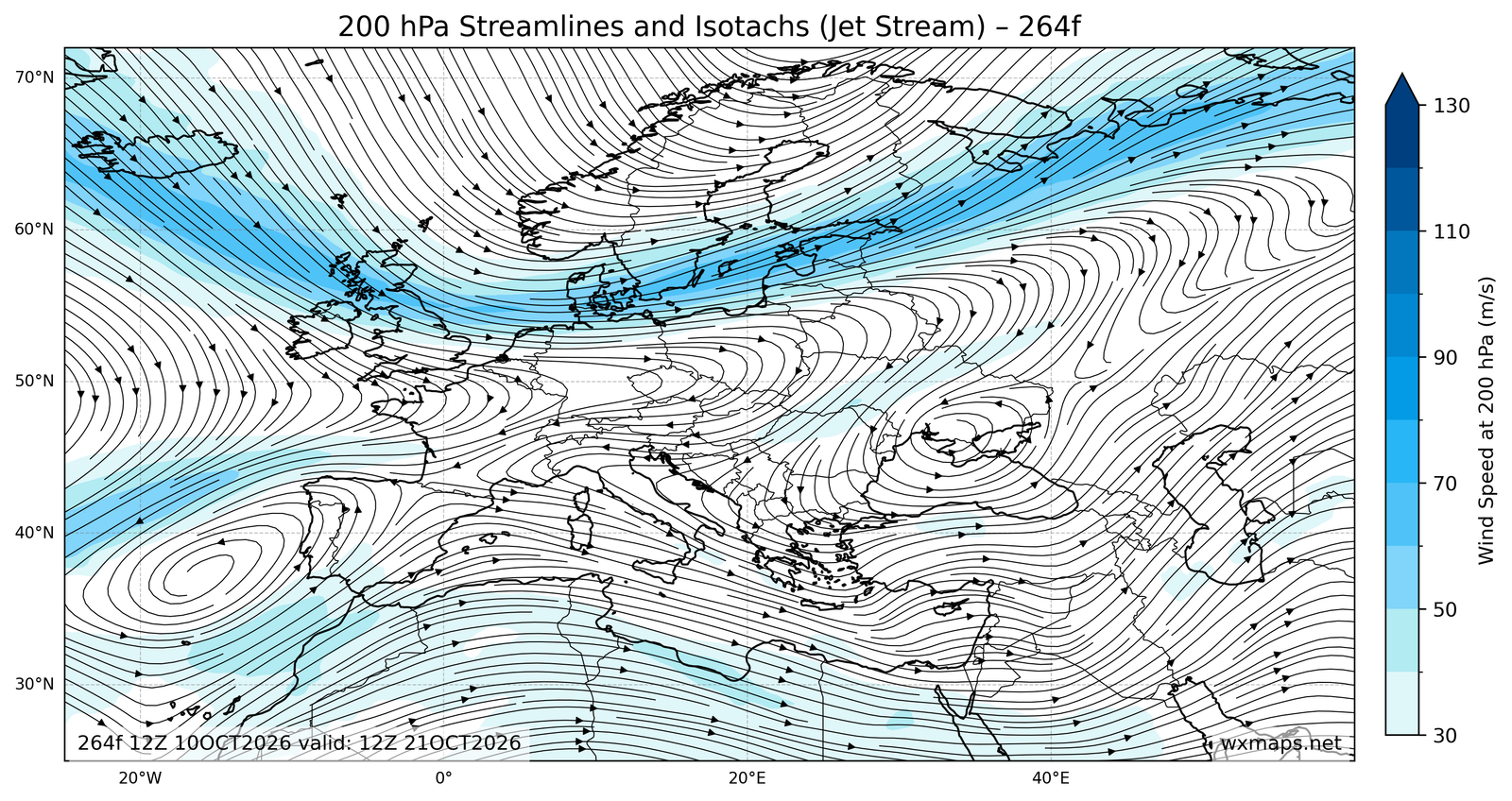 Euro 200mb Streamlines Isotachs 24f