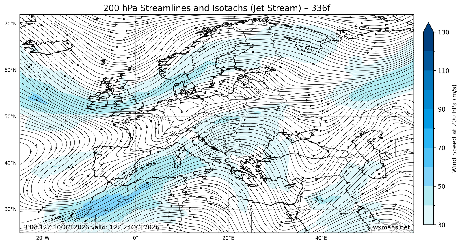 Euro 200mb Streamlines Isotachs 48f