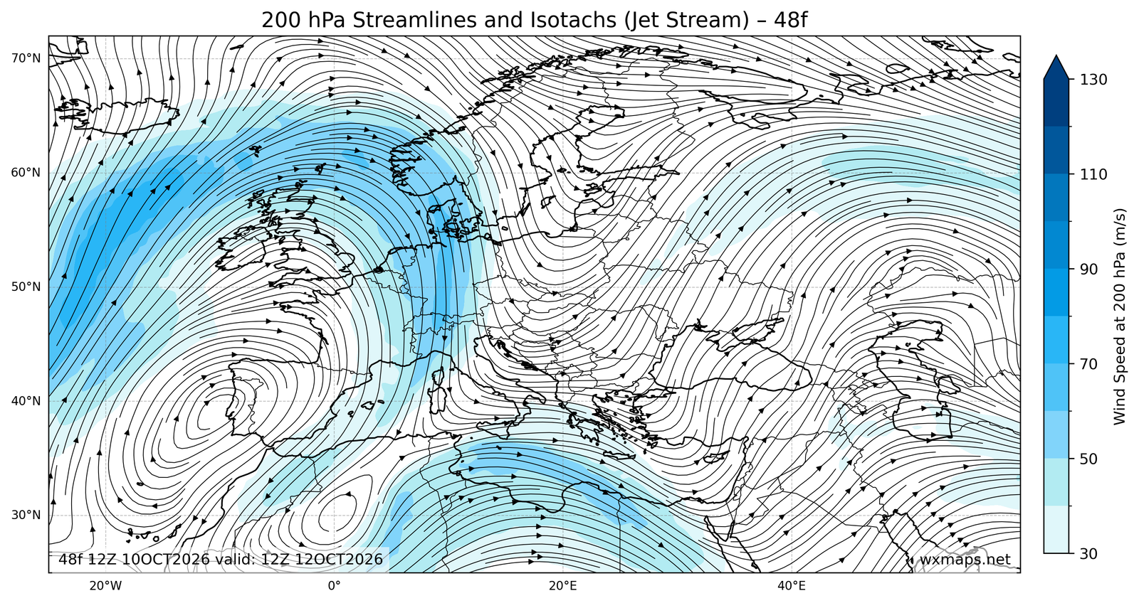 Euro 200mb streamlines and isotachs 48f