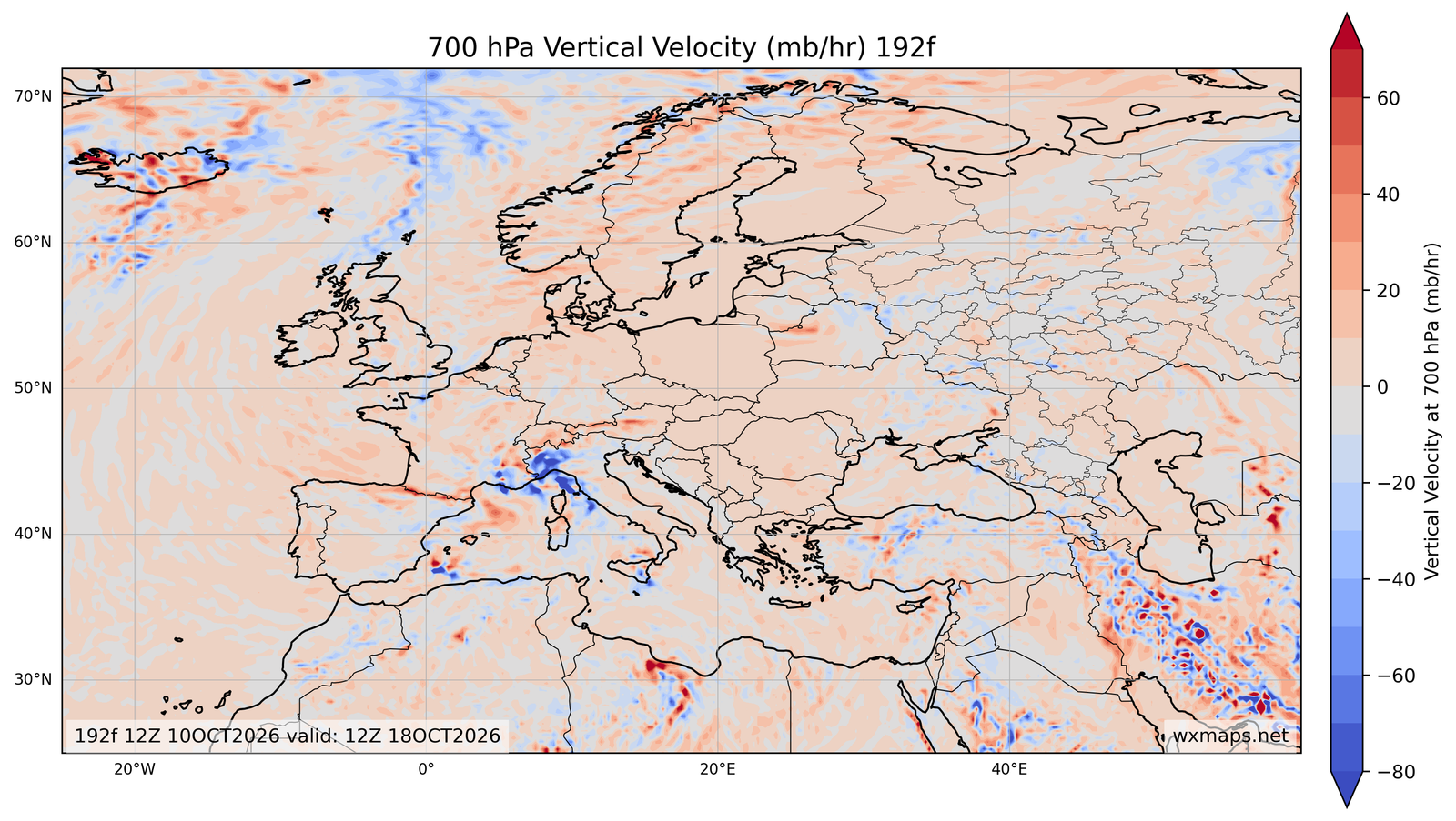 Euro 700 mb Vertical Velocity 72f