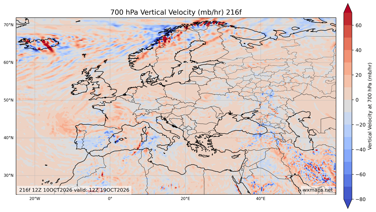 Euro 700 mb Vertical Velocity 72f