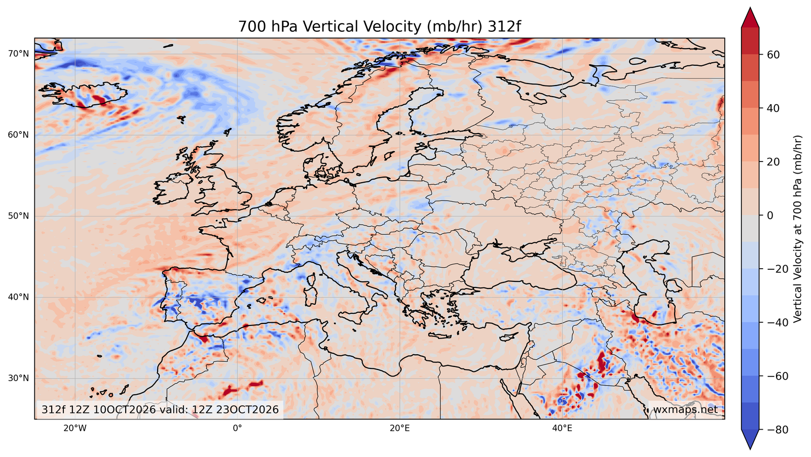 Euro 700 mb Vertical Velocity 72f