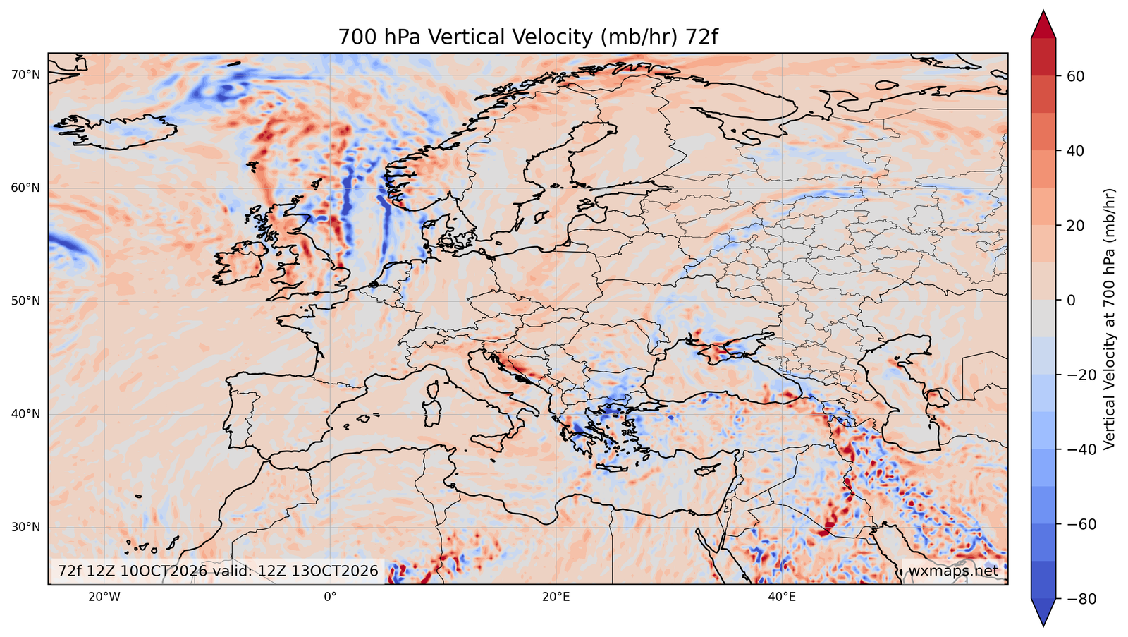 Euro 700 mb Vertical Velocity 72f
