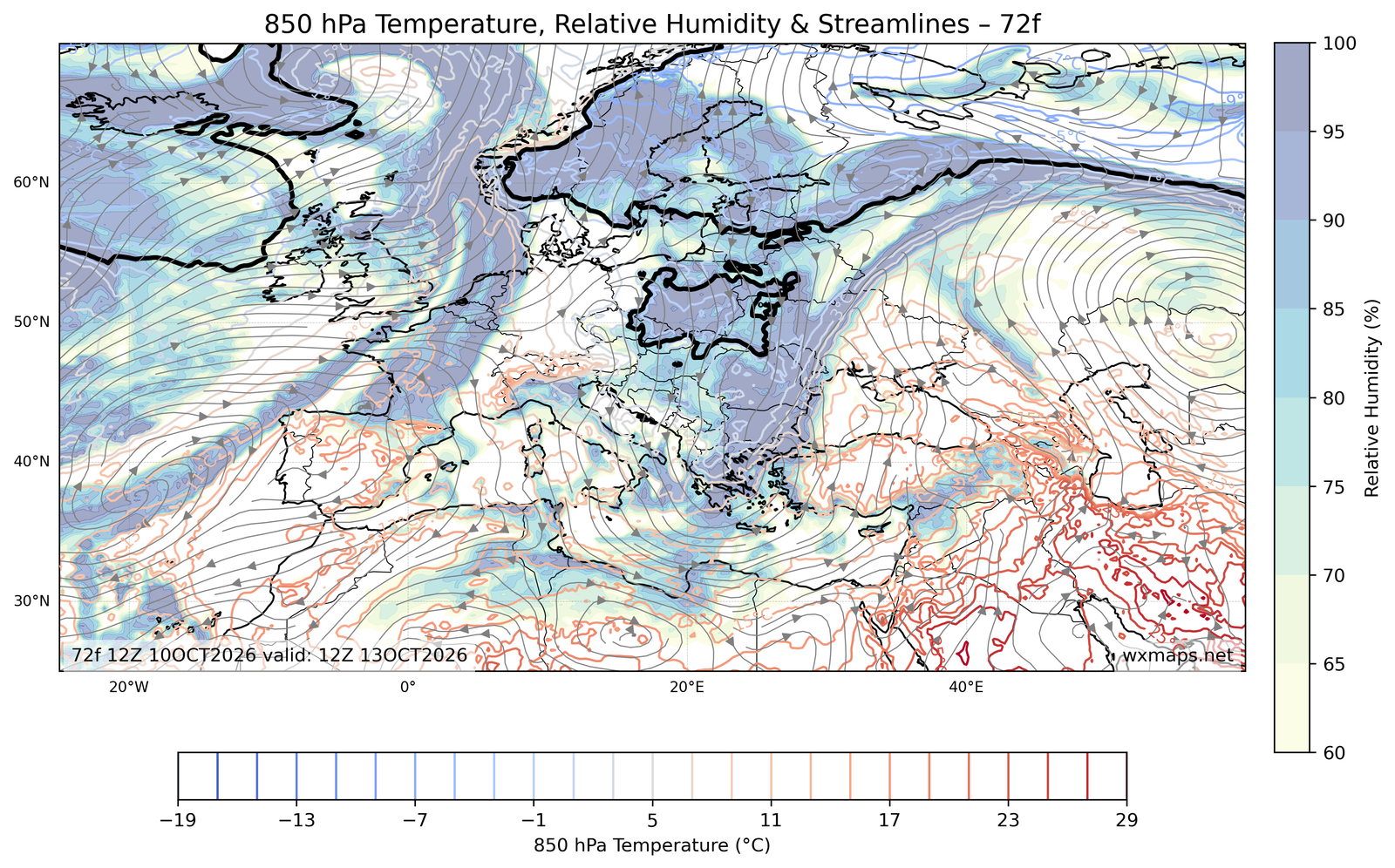 Europe Day 3 Forecast relative humidity