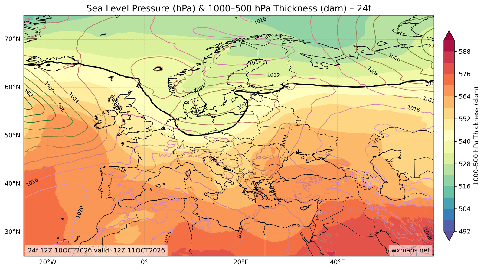 Europe Day 1 Forecast thickness