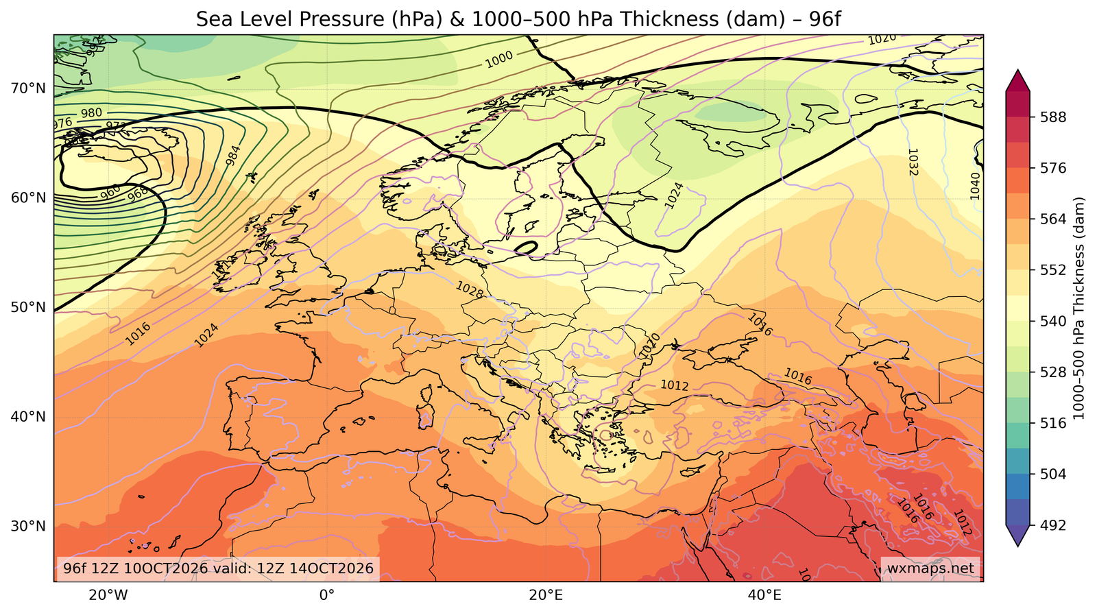 Europe Day 4 Forecast sea level pressure