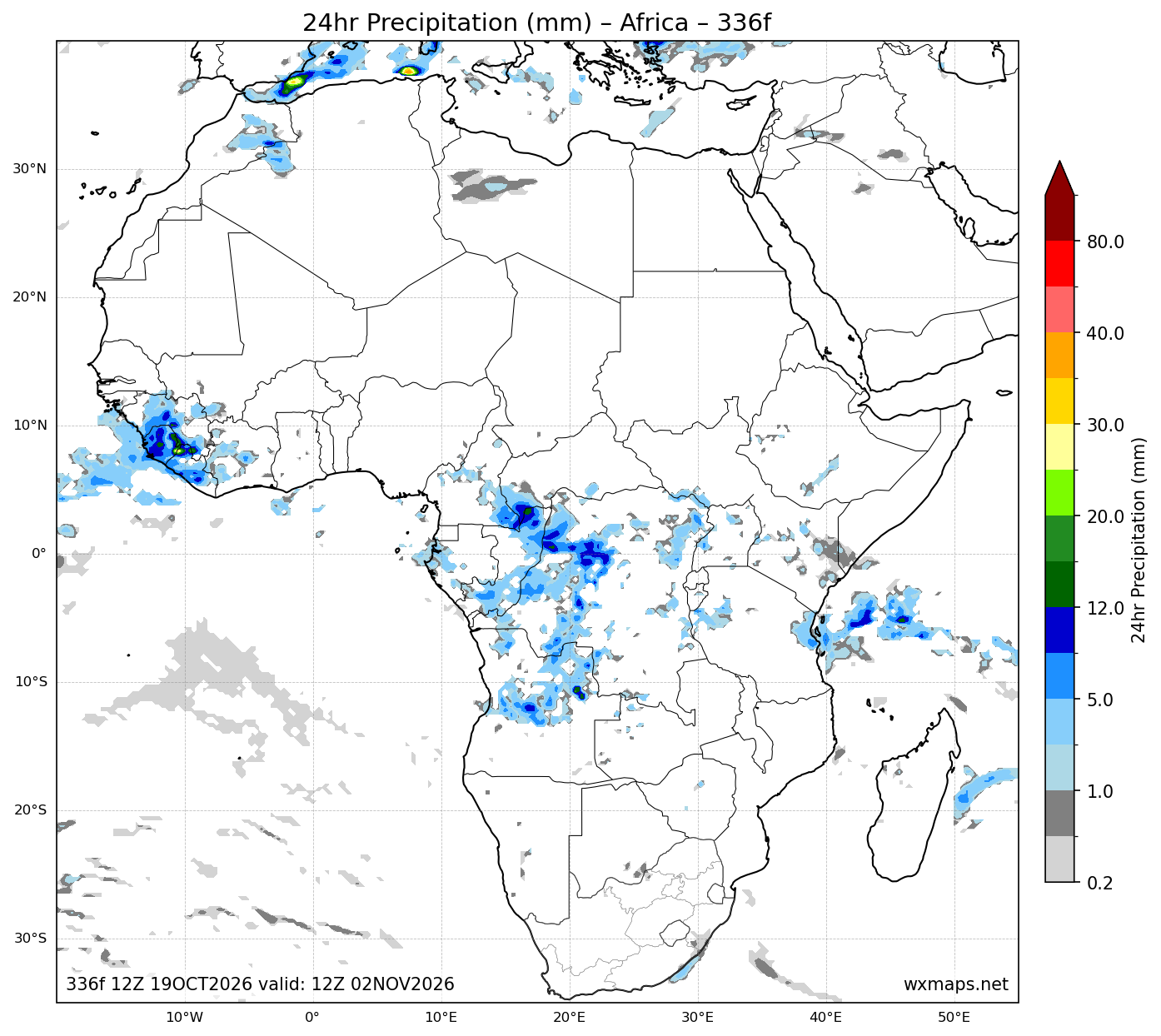 vosloorus weather | 24 Hour Quantitative Precipitation Forecast Forecast Chart for Africa vosloorus weather - Africa 24 Hour Quantitative Precipitation Forecast (Day 14 (336h)) GFS Weather Map (weather malamulele)