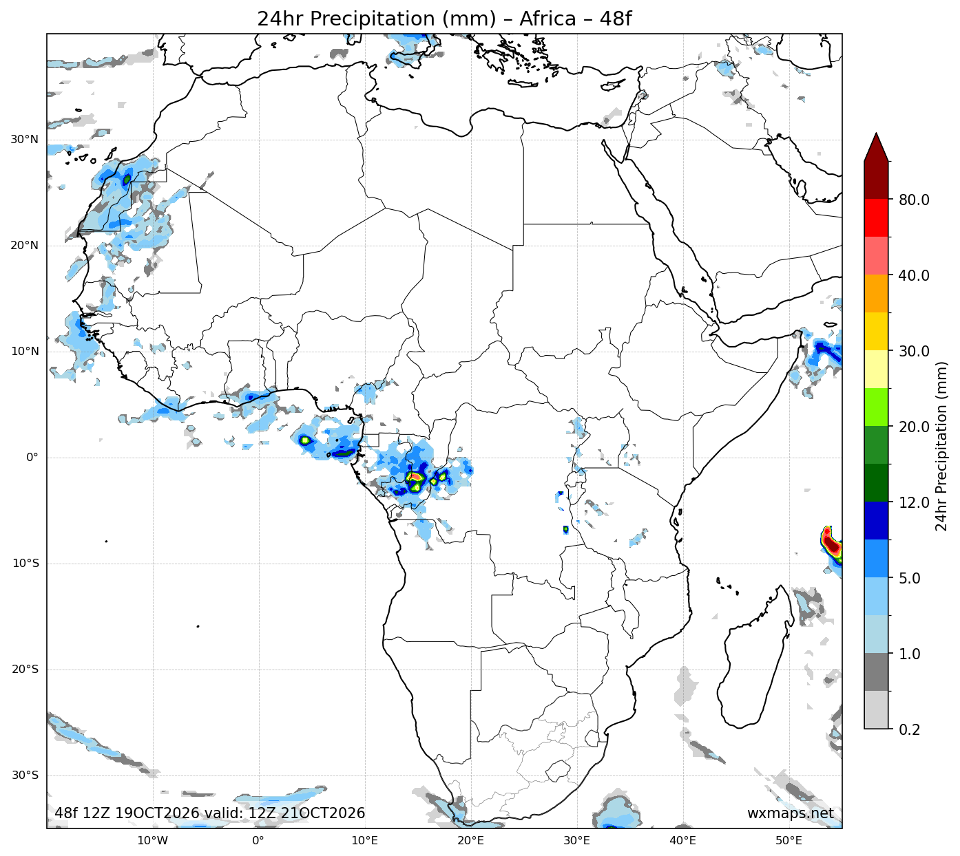 kimberley weather | 24 Hour Quantitative Precipitation Forecast Forecast Chart for Africa kimberley weather - Africa 24 Hour Quantitative Precipitation Forecast (Day 2 (48h)) GFS Weather Map (weather brakpan)