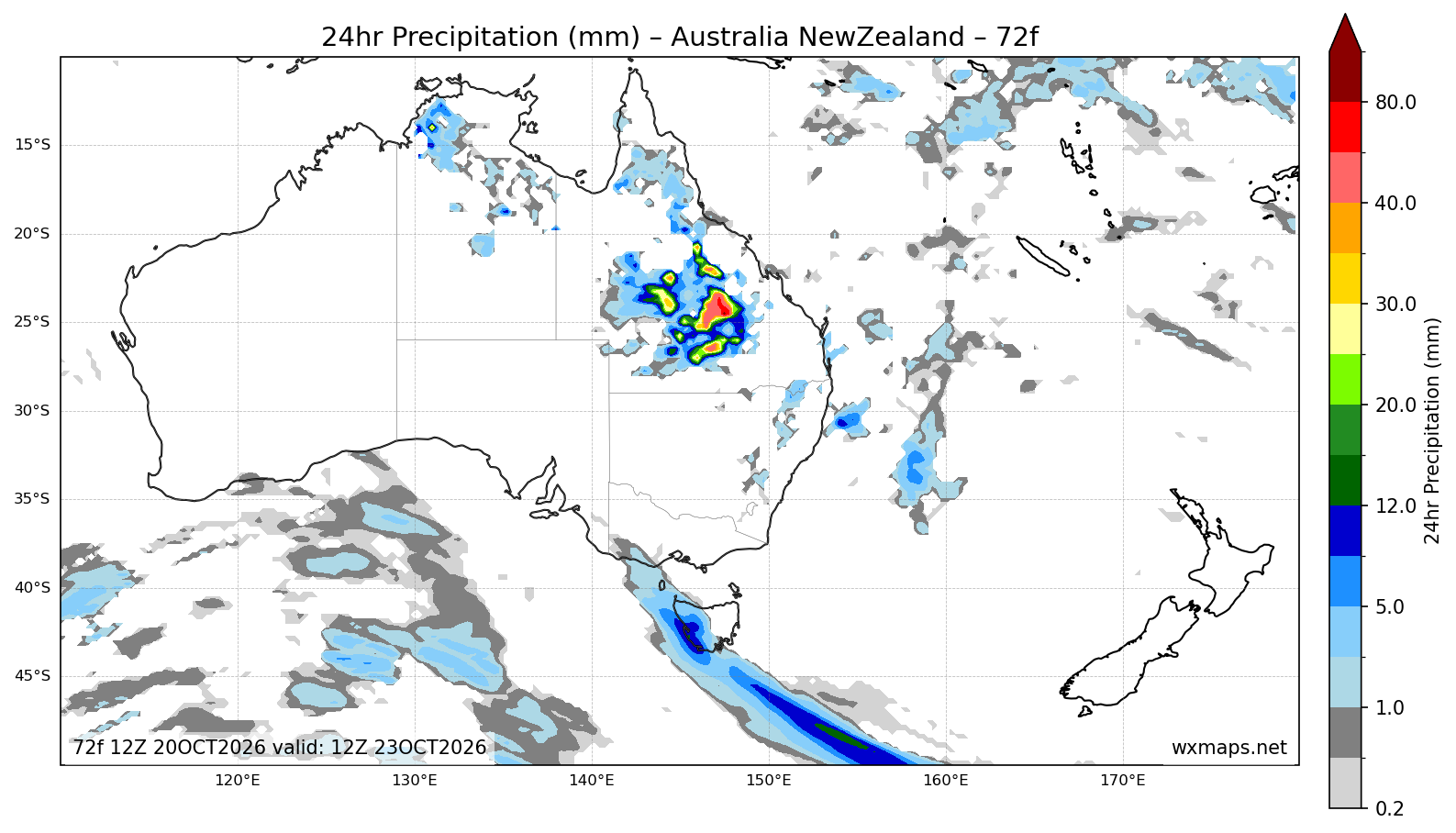 umina surf cam - Australia & New Zealand 24 Hour Quantitative Precipitation Forecast (Day 3 (72-Hour Forecast)) High-Resolution GFS Synoptic Weather Map (convectively)