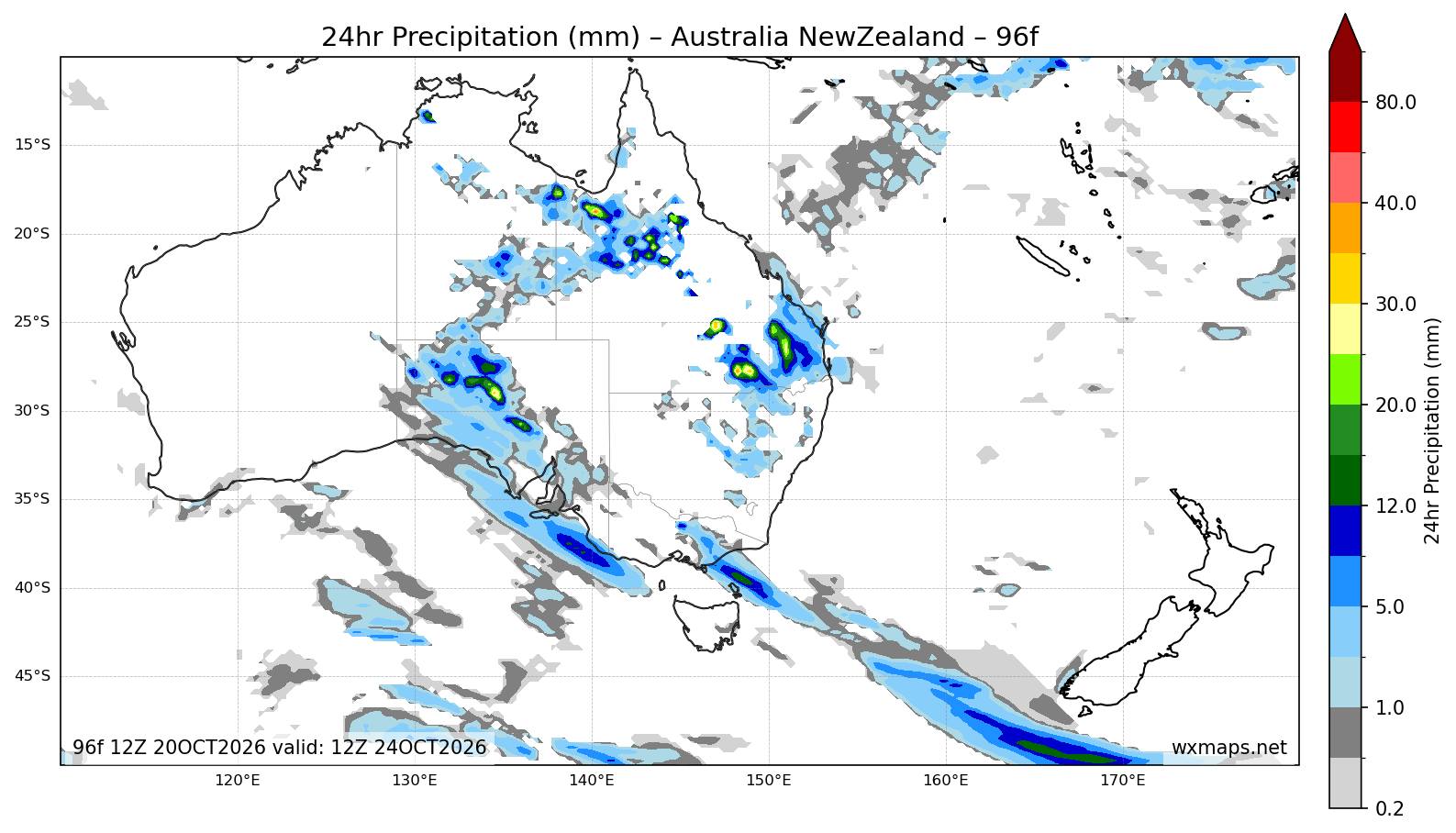 tarneit weather - Australia & New Zealand 24 Hour Quantitative Precipitation Forecast (Day 4 (96h)) GFS Weather Map (marburg radar)