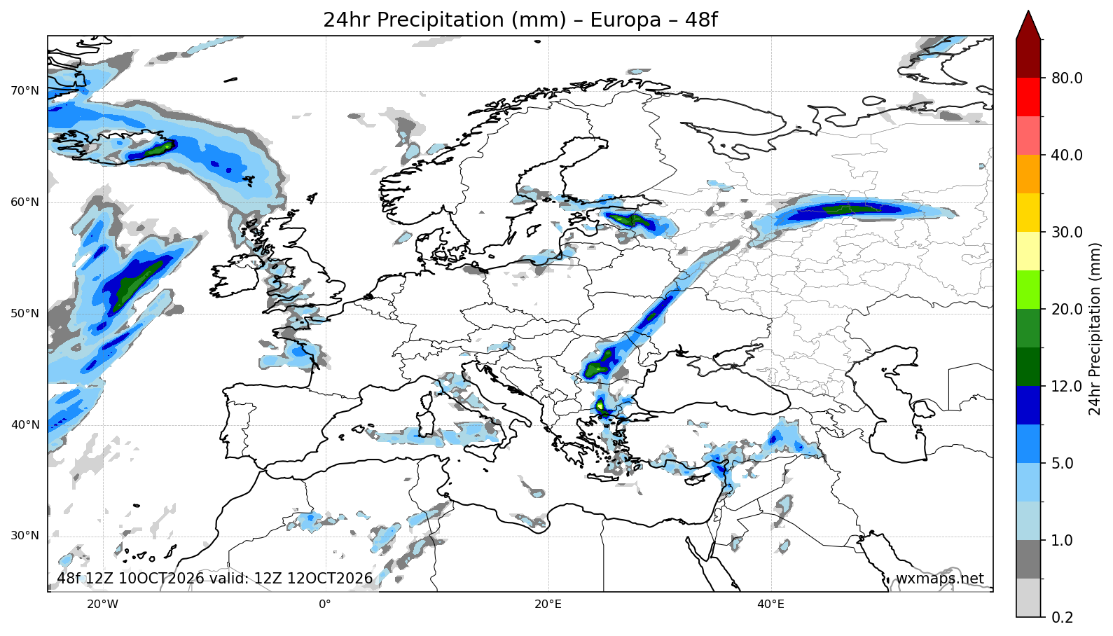 Europe Day 2 Forecast cape and precipitable water