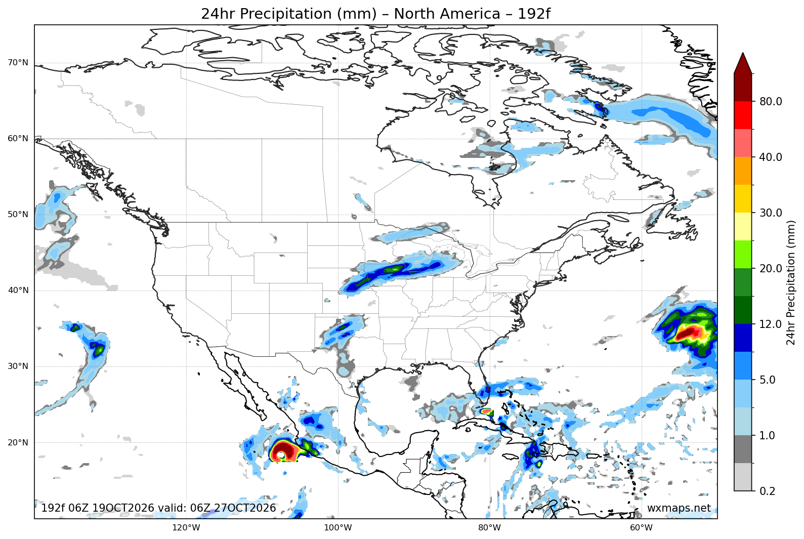 air quality kamloops | North America 24 Hour Quantitative Precipitation Forecast (Day 8 192h) Forecast Map air quality kamloops - North America 24 Hour Quantitative Precipitation Forecast (Day 8 (192-Hour Forecast)) High-Resolution GFS Synoptic Weather Map (cñims)