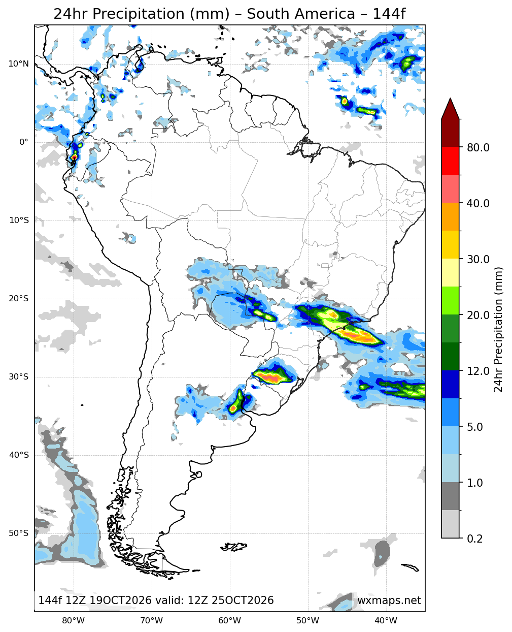 temperatura normal do corpo | 24 Hour Quantitative Precipitation Forecast Forecast Chart for South America temperatura normal do corpo - South America 24 Hour Quantitative Precipitation Forecast (Day 6 (144h)) GFS Weather Map (clima em pinheiro)